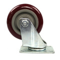 4  inch medium duty plate swivel jujube red  mute PVC casters